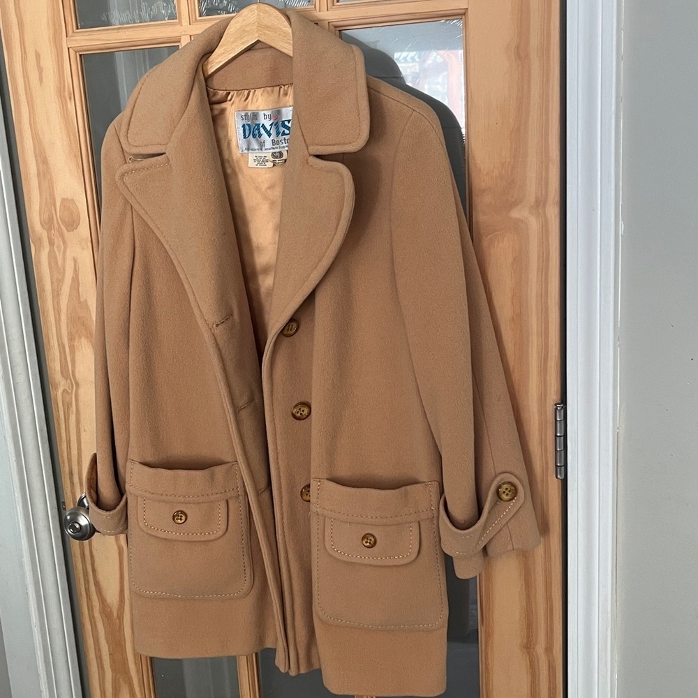Vintage Styled by Davis Boston Jonathan Logan Tan Pea Coat Sz Large